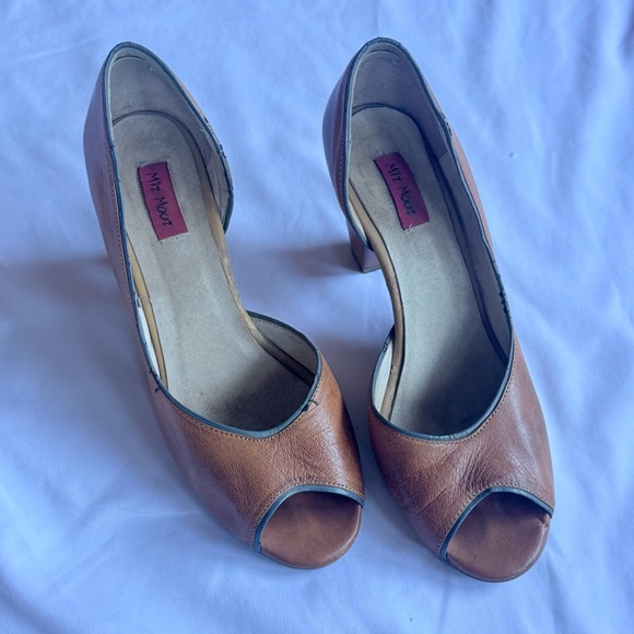 Miz Mooz Tan Peep-Toe Heels - Picture 2 of 10